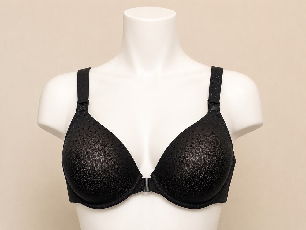 Wacoal 853403 Black Textured Underwire Bra 32DD Full Coverage Adjustable Straps